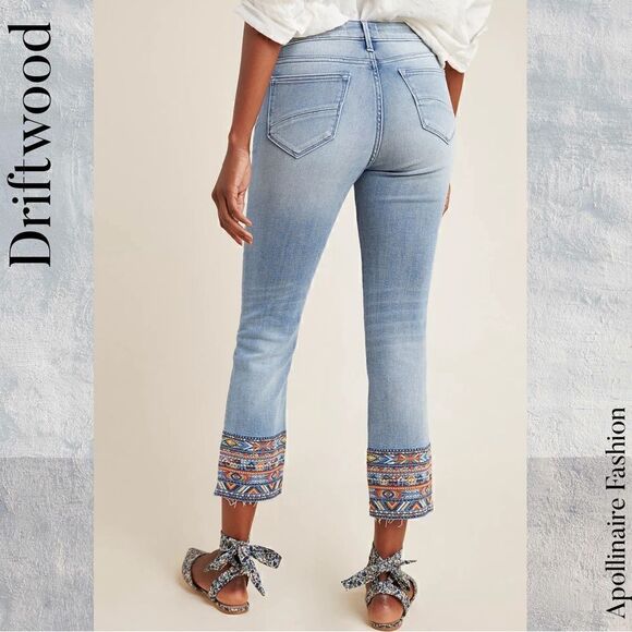 DRIFTWOOD COLLETTE MID RISE EMBROIDERED BLUE JEANS SIZE 30 NWT - Picture 3 of 8